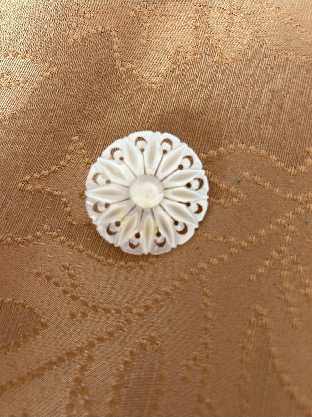 Vintage Hand Carved Mother of Pearl Pin Flower